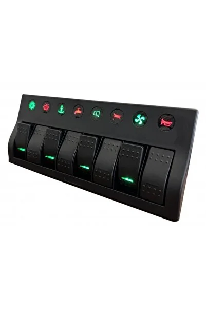 Marintek 8'li switch panel LED'li karavan tekne kontrol sistemi